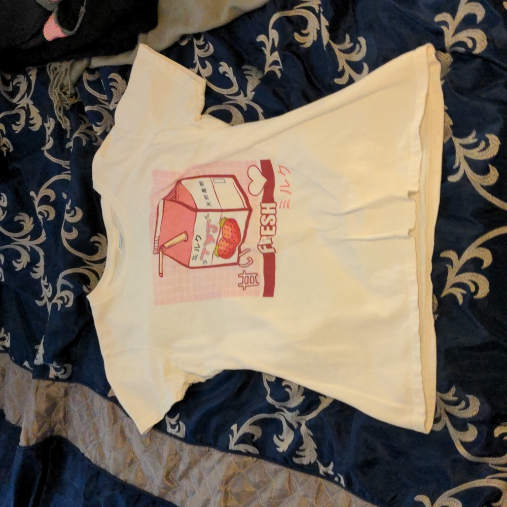 White strawberry milk shirt